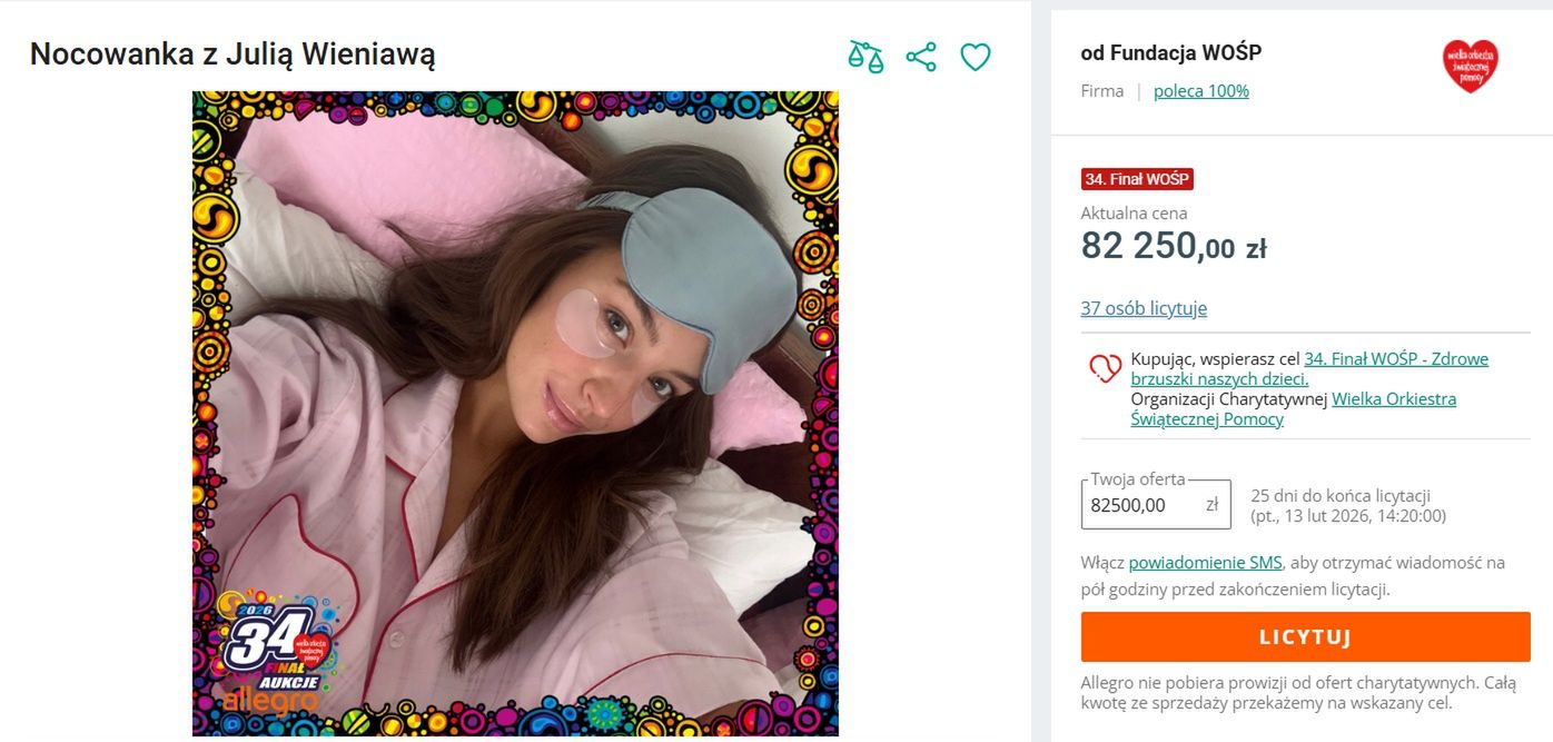 Oferta Julii Wieniawy na WOŚP 2026