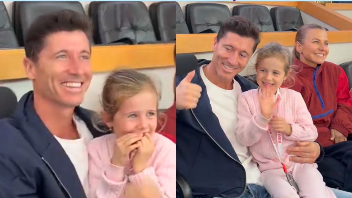 Robert Lewandowski zabrał rodzinkę na mecz hokeja