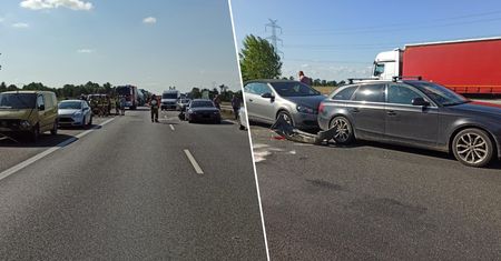 Karambol na A4. Zderzyło się dziewięć samochodów