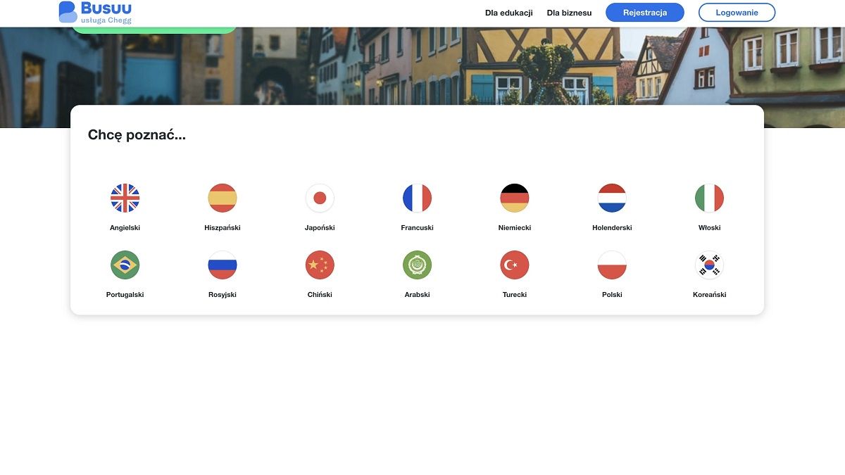 zrzut ekranu ze strony Busuu