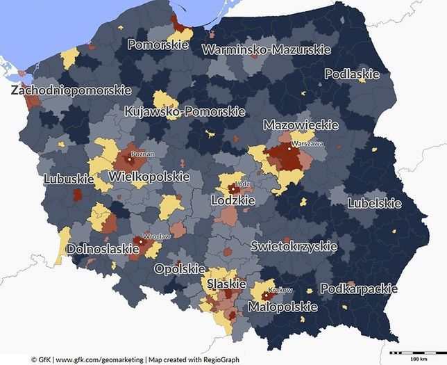 Mapa biedy i bogactwa w Polsce. Dochód mówi więcej niż pensja