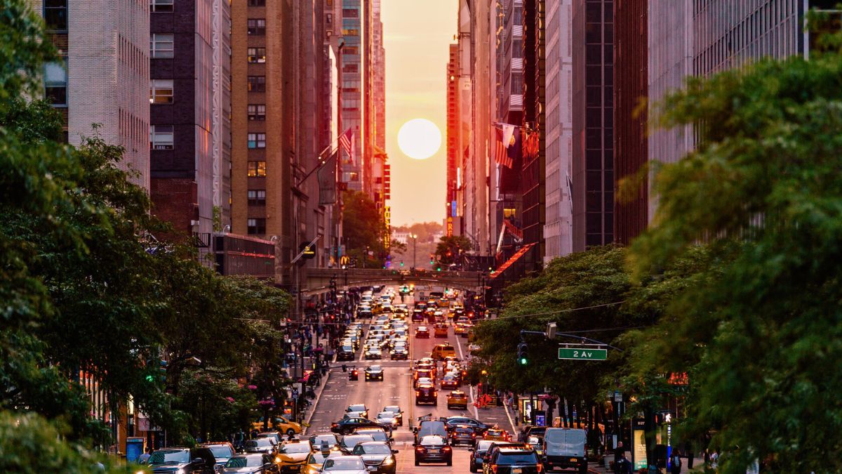 Zachód słońca w Nowym Jorku