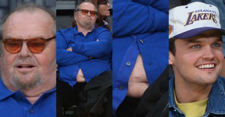 Odprężony, 80-letni Jack Nicholson bawi się z synem na meczu koszykówki (ZDJĘCIA)