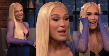 Wyprasowana Gwen Stefani prezentuje bogaty wachlarz min u Setha Meyersa. Fani ubolewają: "Przypomina już KOBIETĘ-KOTA" (ZDJĘCIA)