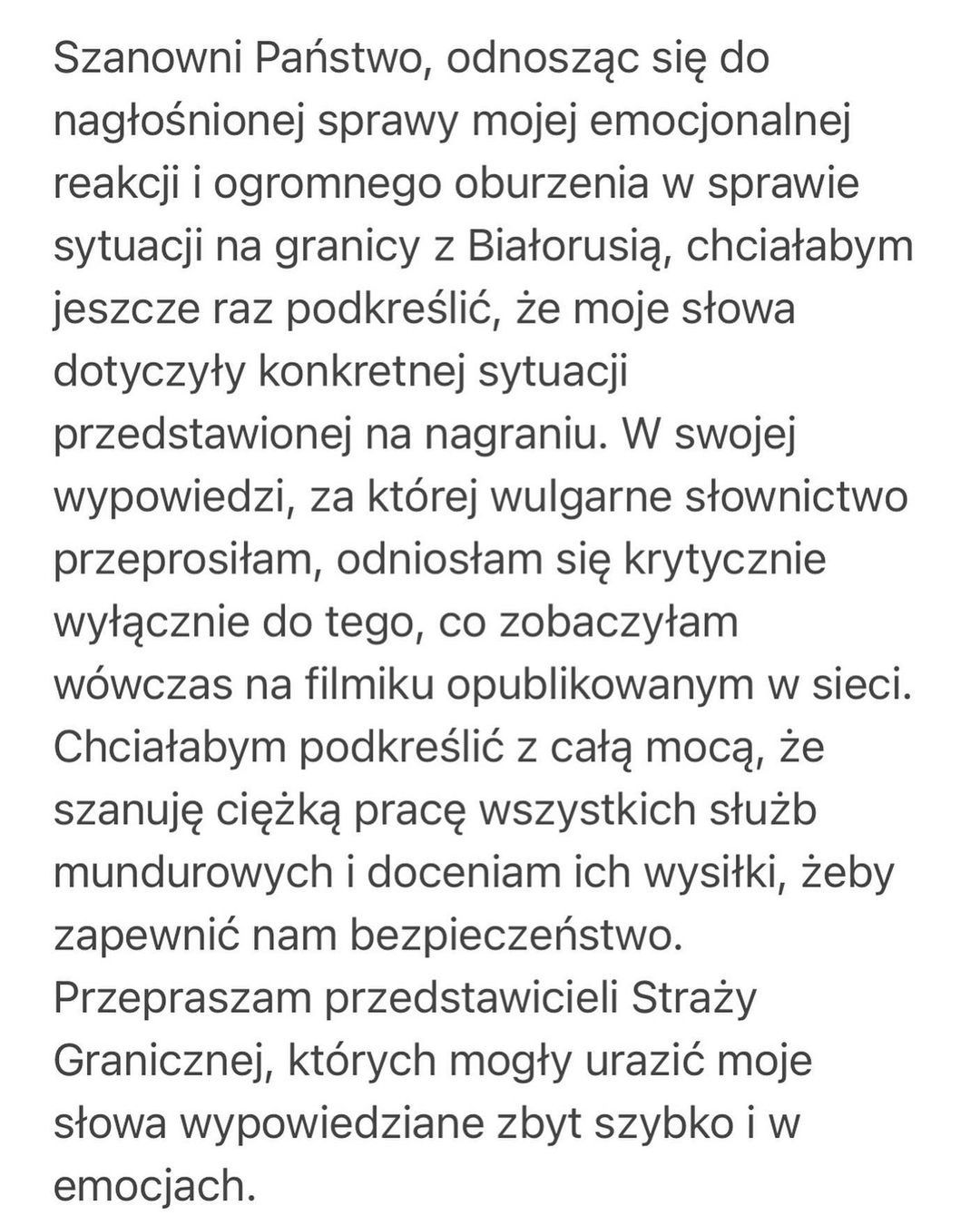 Oświadczenie Barbary Kurdej-Szatan