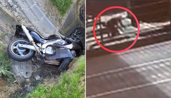 Motocyklista nagrany. Sceny na drodze. Finał pod ciężarówką