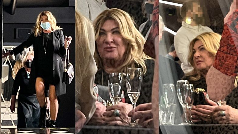 Beata Kozidrak popija szampana w teatrze