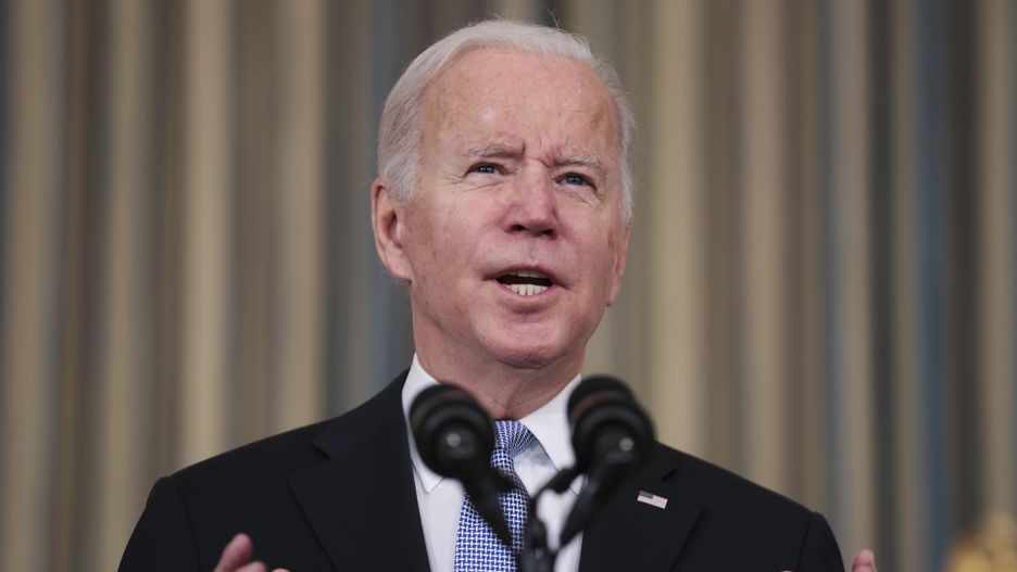 WASHINGTON, DC - NOVEMBER 6: President Joe Biden delivers remarks on the passage of the Bipartisan Infrastructure Deal and the rule that will allow the passage of the Build Back Better Act in the State Dining Room at the White House in Washington, DC on November 6, 2021.(Photo by Oliver Contreras/For The Washington Post via Getty Images)