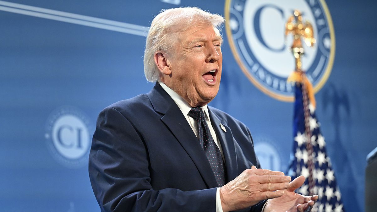 DORAL, FLORIDA - MARCH 09: U.S. President Donald Trump speaks to the Republican Members Issues Conference at Trump National Doral Miami on March 9, 2026 in Doral, Florida. House Republicans are in Florida for their annual retreat as the war in Iran continues and gas prices rise nationally. Recently Rep. Kevin Kiley (R-CA) announced he was leaving the party to become an Independent, further complicating the GOP's thin majority in the House. (Photo by Roberto Schmidt/Getty Images)