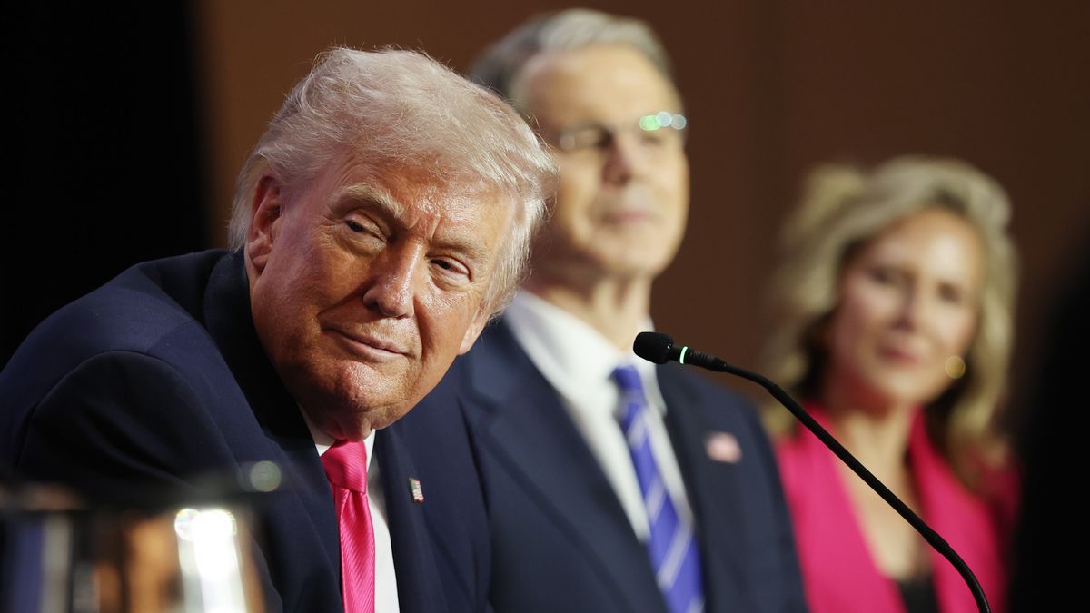 LAS VEGAS, NEVADA - APRIL 16:  U.S. President Donald Trump (L) and Secretary of the Treasury Scott Bessent (C) attend a roundtable discussion on Trump's “No Tax on Tips” policy at the AC Hotel on April 16, 2026 in Las Vegas, Nevada. President Trump is in Las Vegas to promote the tax cuts he signed into law in the “One Big Beautiful Bill Act” ahead of the midterm election. Tomorrow he will deliver remarks at a Turning Point USA event in Phoenix, Arizona.  (Photo by Win McNamee/Getty Images)
