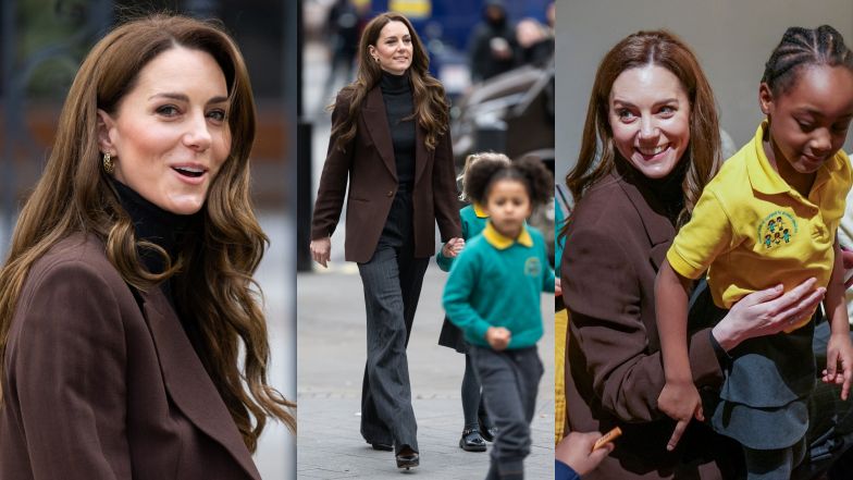 Kate Middleton w spodniach za PONAD TYSIĄC ZŁOTYCH promienieje na spotkaniu z londyńskimi maluchami