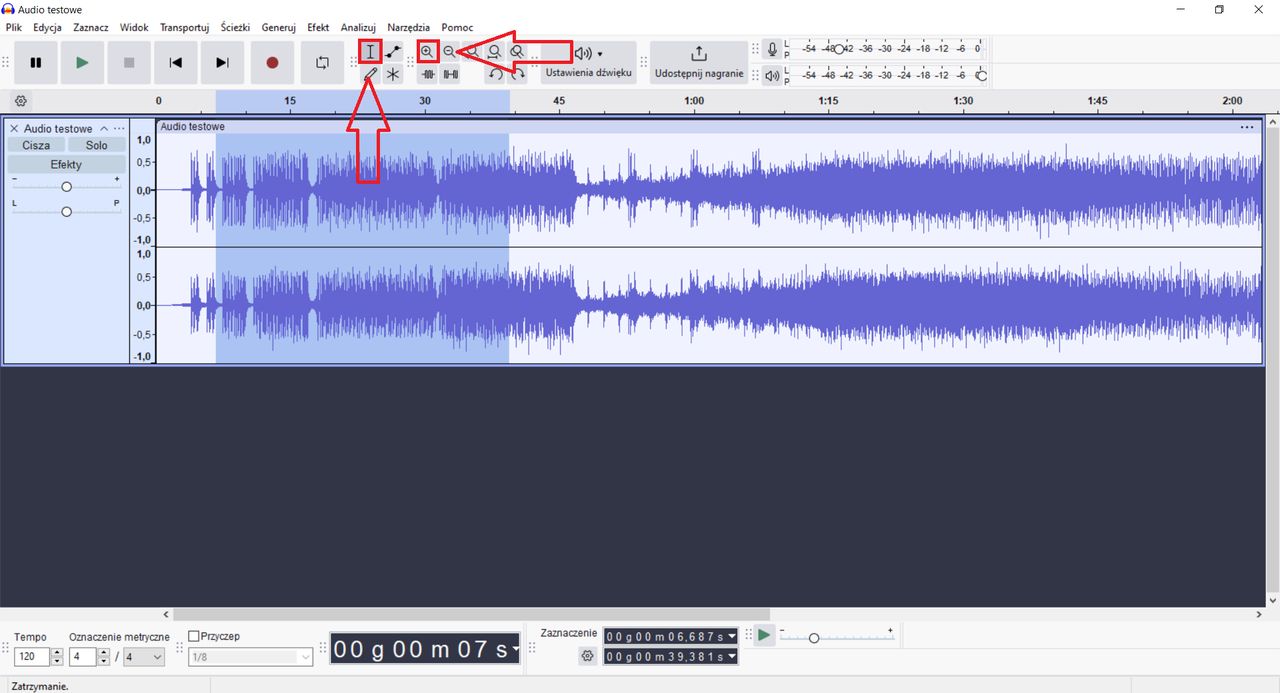 Jak usunąć fragment ścieżki audio w Audacity?