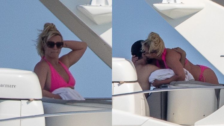 Britney Spears w różowym bikini nie szczędzi mężowi czułości