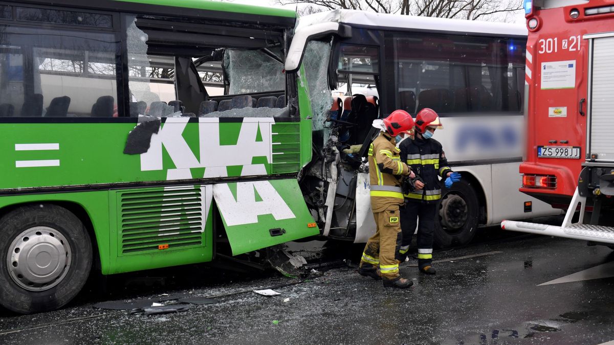 W Szczecinie doszło do zderzenia dwóch autobusów