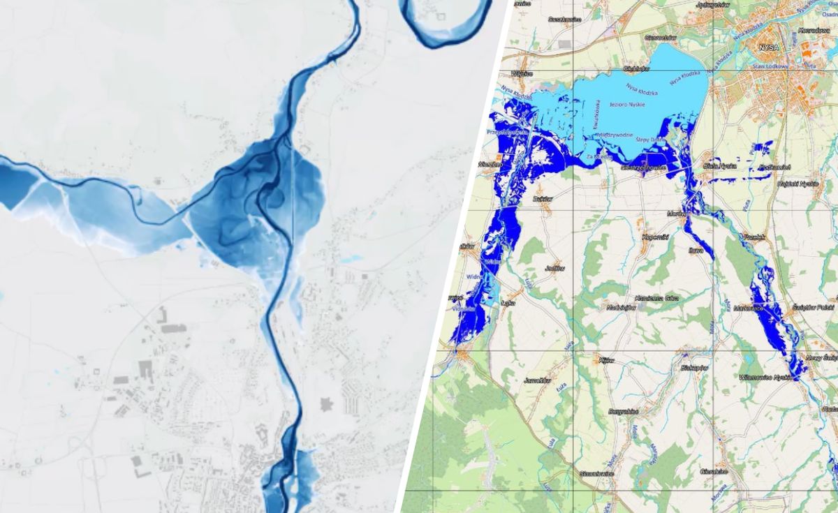 Mapy pokazują skalę powodzi