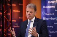 Christian Sewing, chief executive officer of Deutsche Bank AG, during a Bloomberg Television interview at the annual meetings of the International Monetary Fund (IMF) and World Bank in Marrakesh, Morocco, on Friday, Oct. 13, 2023. The IMF and World Bank's first annual meetings in Africa since 1973 were expected to give a spending boost to Morocco's fourth-largest city and one of its top tourist destinations. Photographer: Hollie Adams/Bloomberg via Getty Images