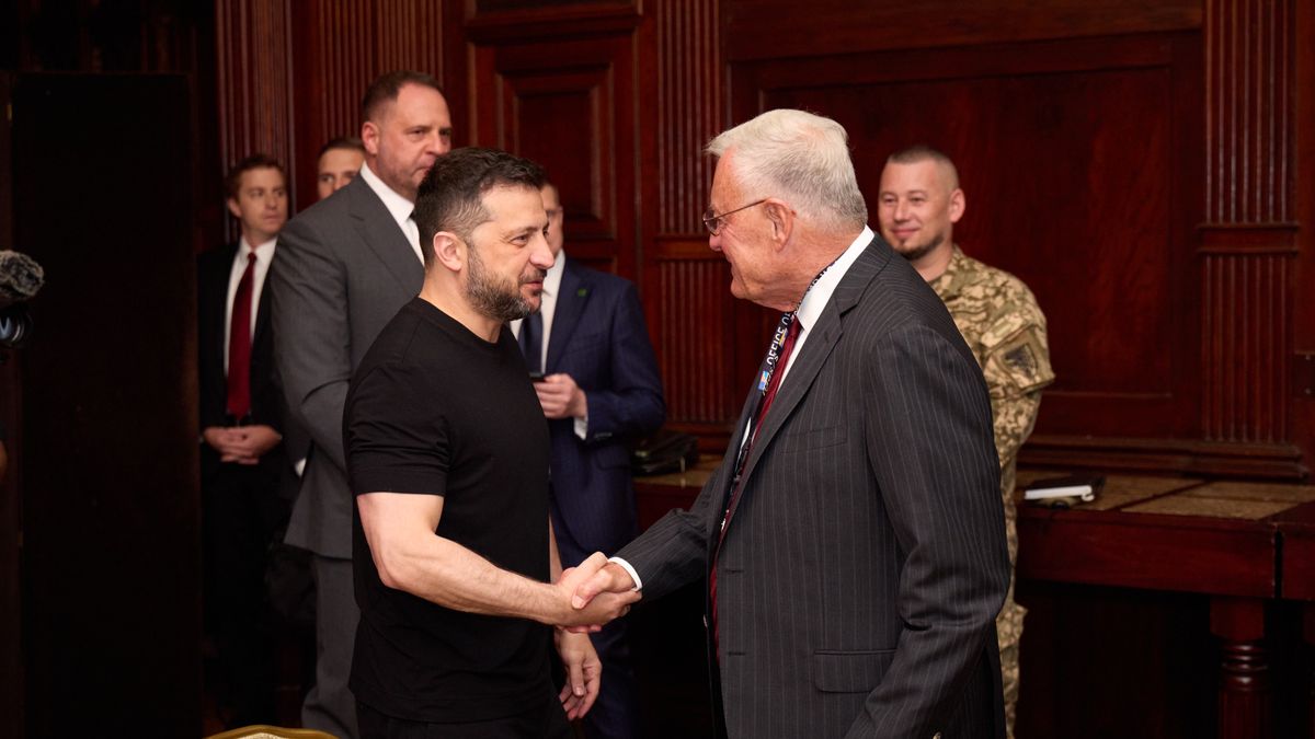 Zełenski na spotkaniu z Kellogiem