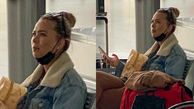 Sandra Kubicka w kapturze i okularach przeciwsłonecznych ukrywa się przed fanami (?) na lotnisku