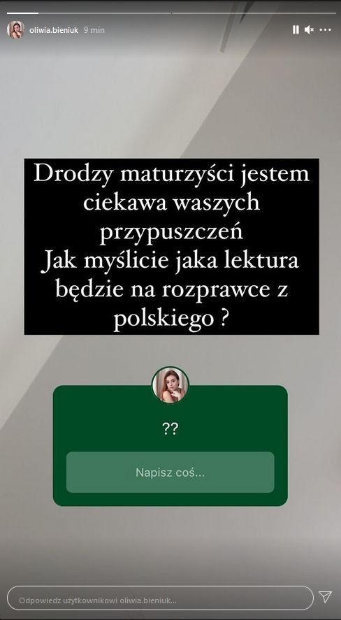 Oliwia Bieniuk szykuje się do matury