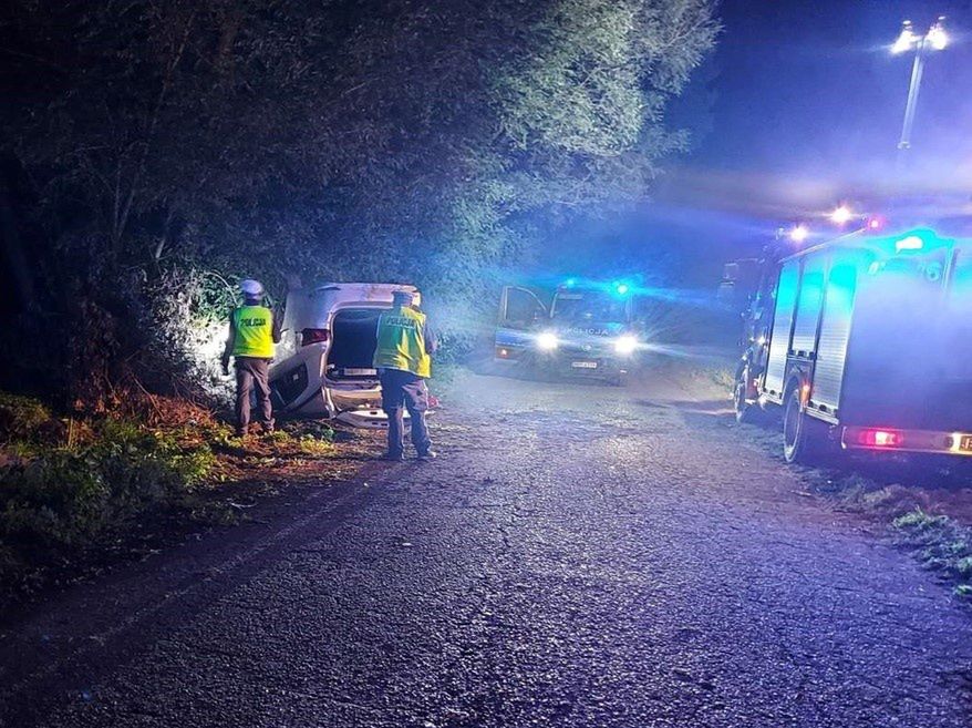 Policja na miejscu wypadku