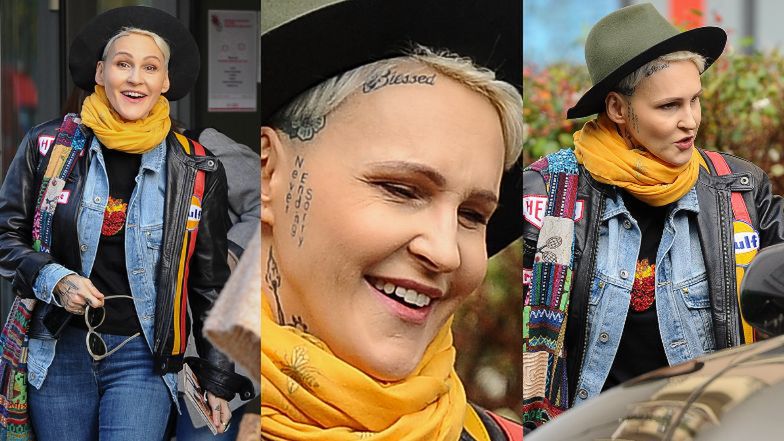 Agnieszka Chylińska z POPRAWIONYM TATUAŻEM na twarzy opuszcza studio "Dzień Dobry TVN" (ZDJĘCIA) 