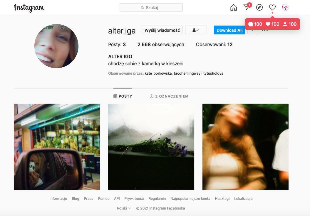 Iga Lis – Alter Iga, drugi profil na Instagramie