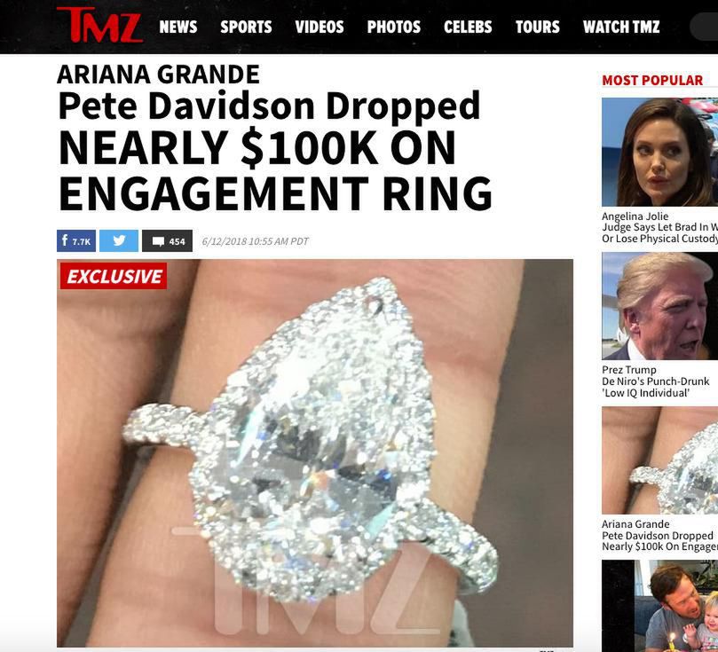 Pierścionek zaręczynowy Ariany Grande (za TMZ.com)
