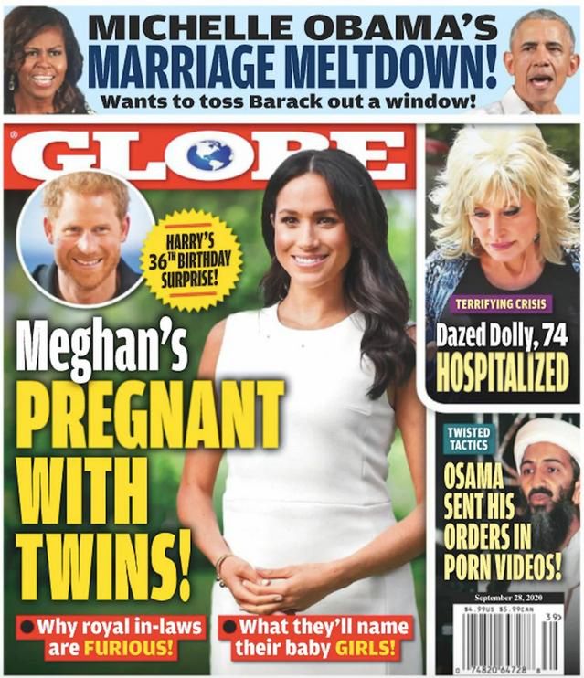 Meghan Markle spodziewa się bliźniąt? Okładka Globe