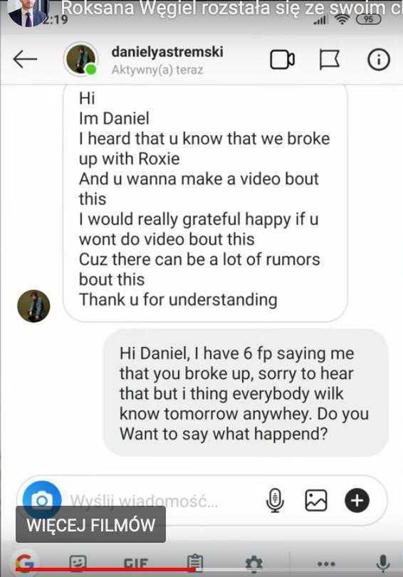 Daniel Yastremski o rozstaniu z Roksaną Węgiel