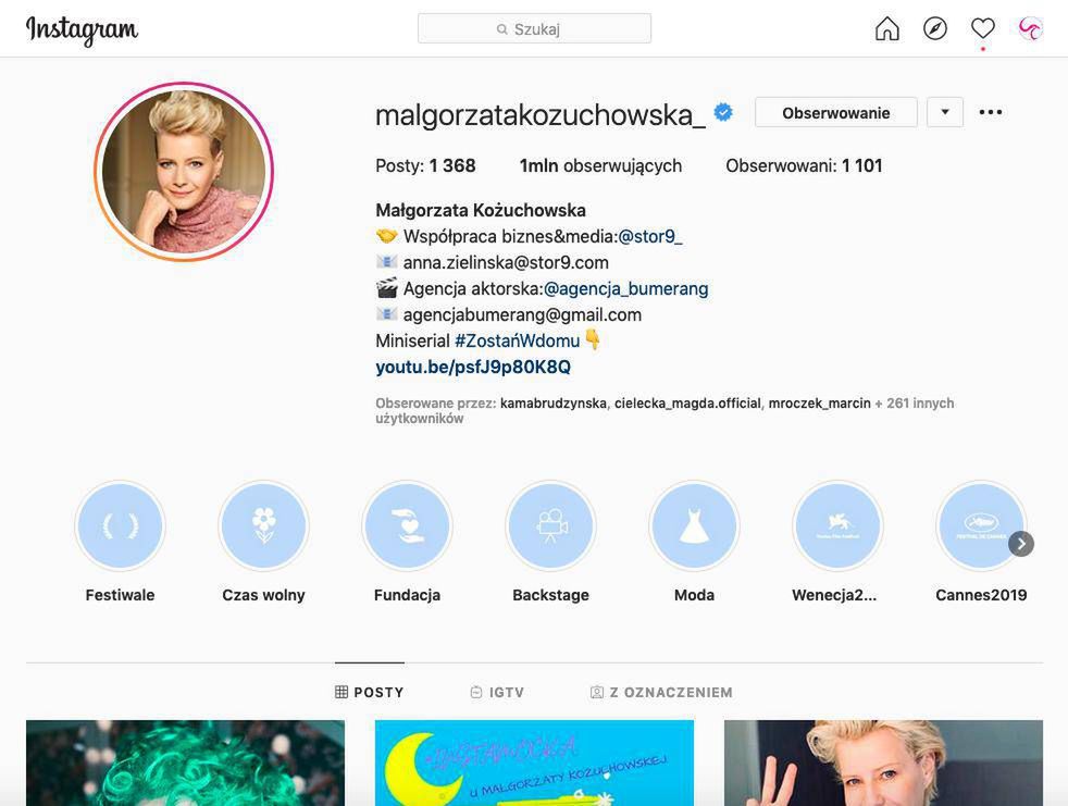 Małgorzata Kożuchowska ma milion fanów na Instagramie