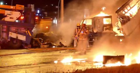 Autostrada w ogniu. Groźny wypadek pod Montrealem