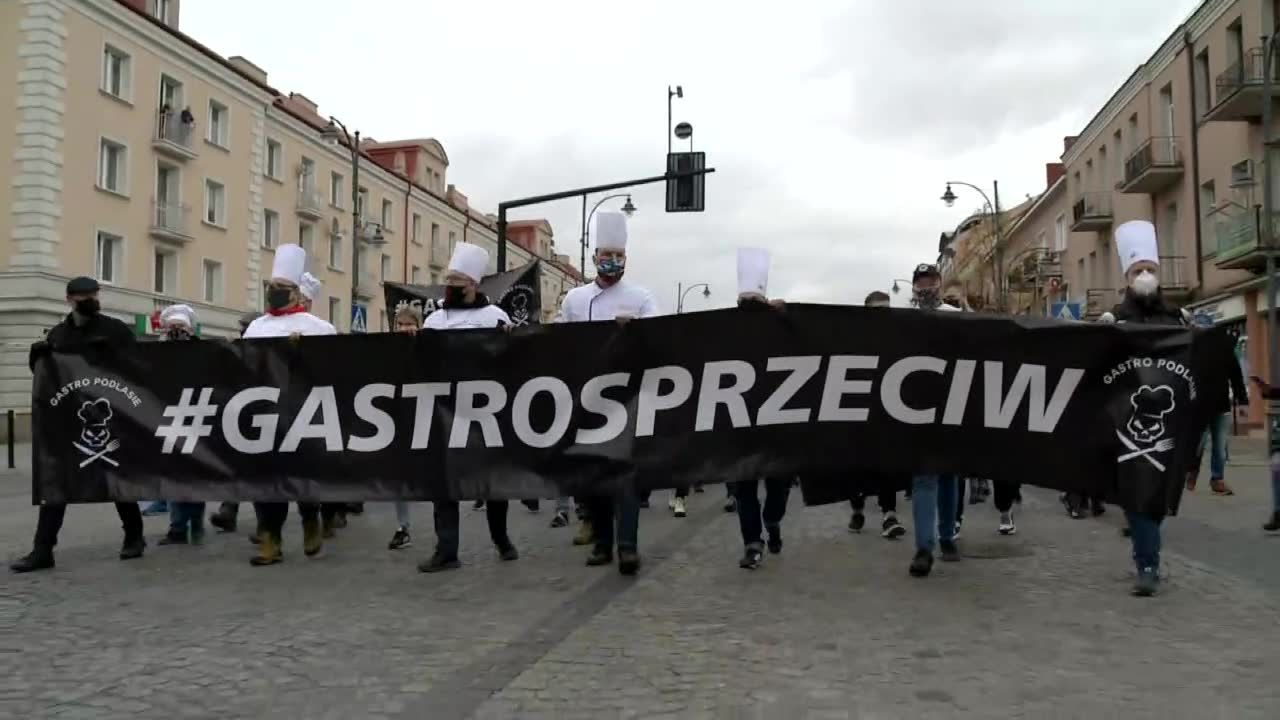 “Ostatnia wieczerza”. Protest protest branży gastronomicznej w Białymstoku