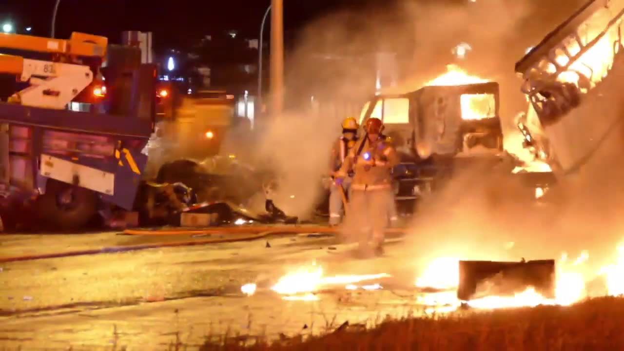 Autostrada w ogniu. Groźny wypadek pod Montrealem