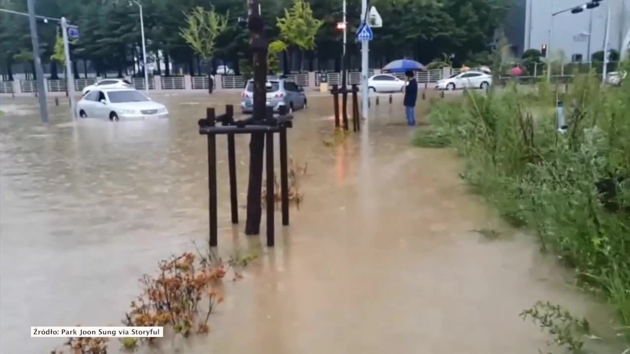 Daejeon pod wodą. Ulice zamieniły się w rwące potoki