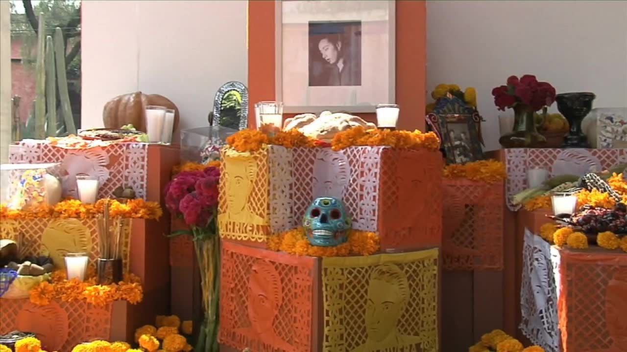 Kwiaty w domu Fridy Kahlo z okazji święta zmarłych