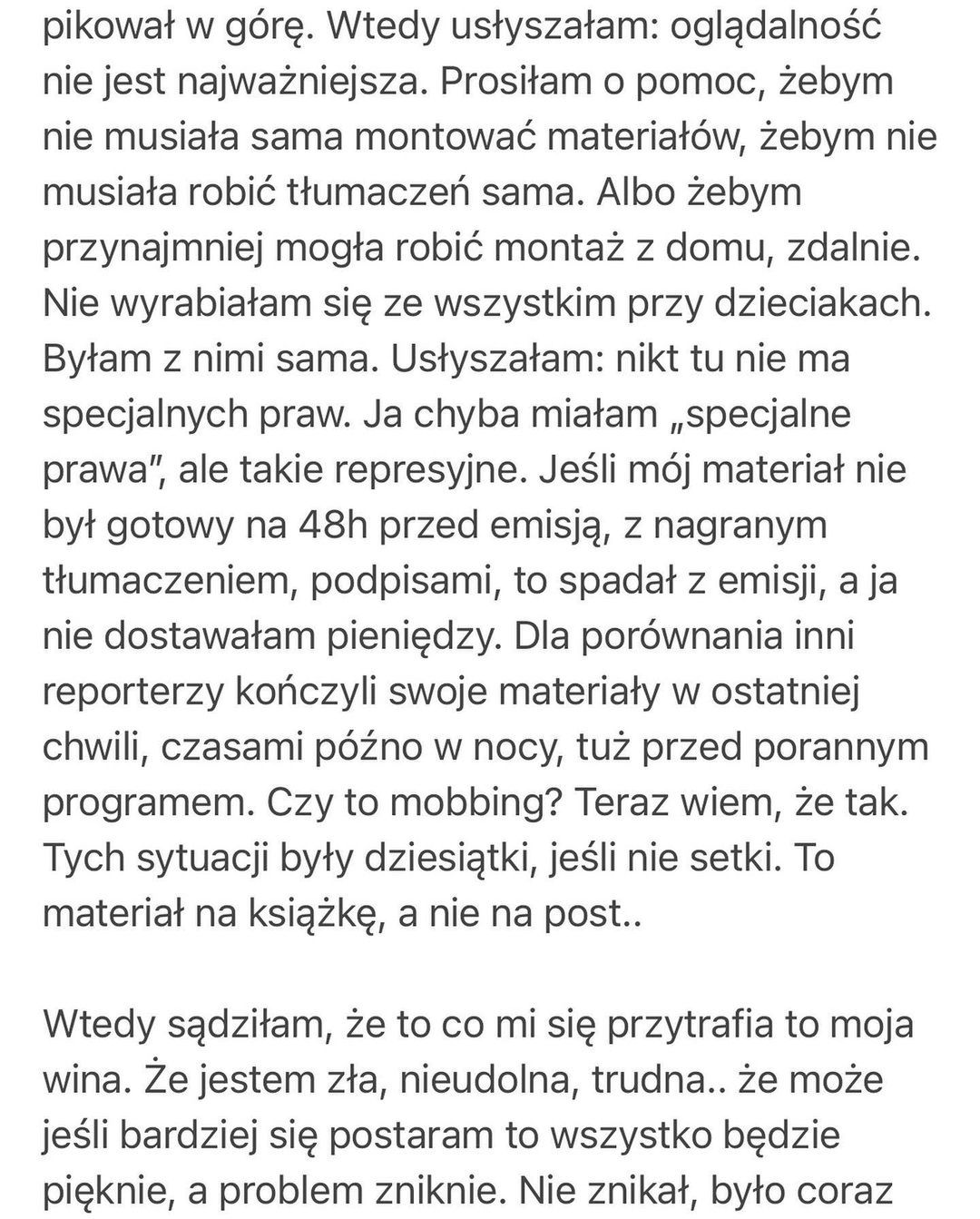 Anna Wendzikowska o mobbingu