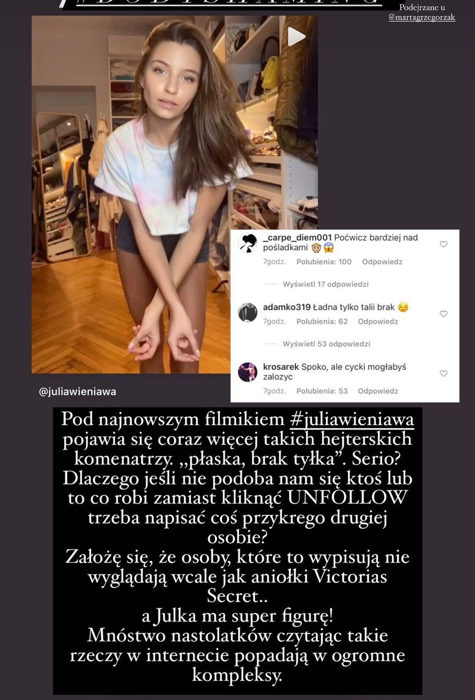 Julia Wieniawa - hejt w sieci