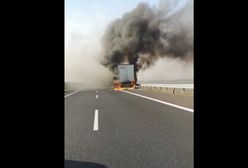 Pożar ciężarówki na A4. W naczepie było drewno