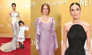 Tłum gwiazd na SAG Awards: "naga" Teyana Taylor z córką, odmieniona Emma Stone, wiecznie młoda Demi Moore... (ZDJĘCIA)