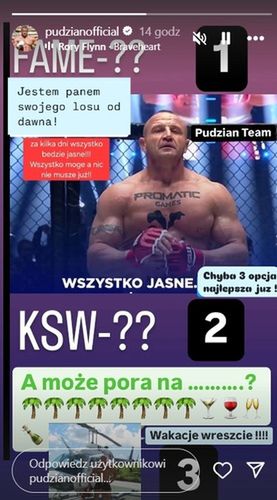 Instastories Mariusza Pudzianowkiego