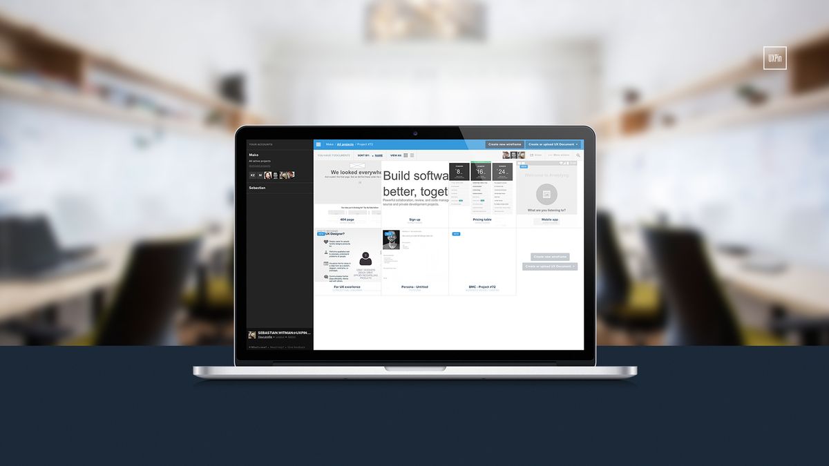 Widok aplikacji UXPin
