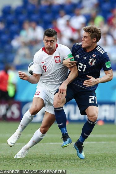 Mecz Polska-Japonia – Mundial 2018. Robert Lewandowski i Gotoku Sakai