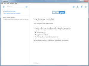 Widok naszej notatki w Markdown
