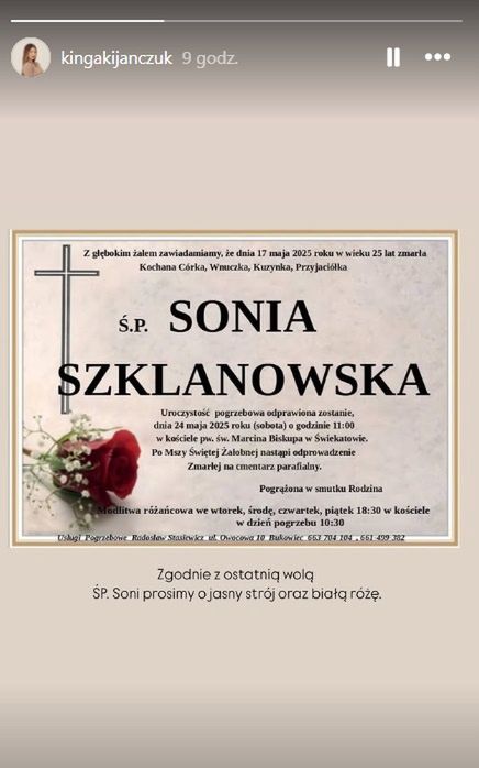 Wiadomo, kiedy obędzie się pogrzeb Soni 