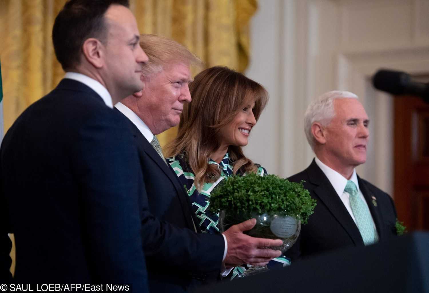 Melania Trump i Donald Trump na spotkaniu z premierem Irlandii