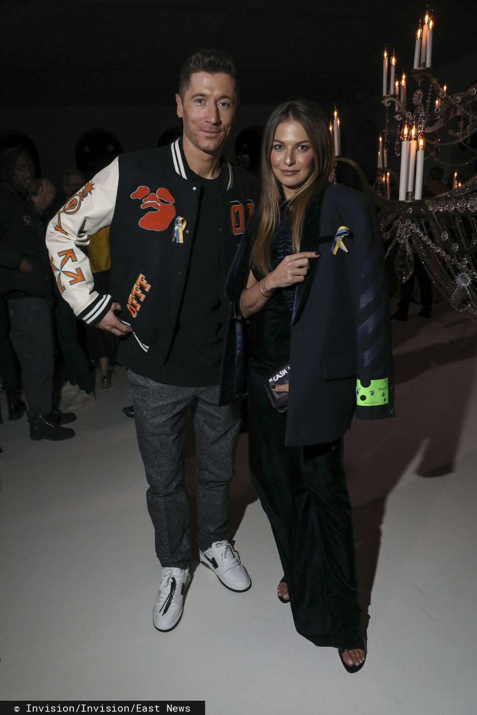 Anna i Robert Lewandowscy na pokazie Off-White w Paryżu