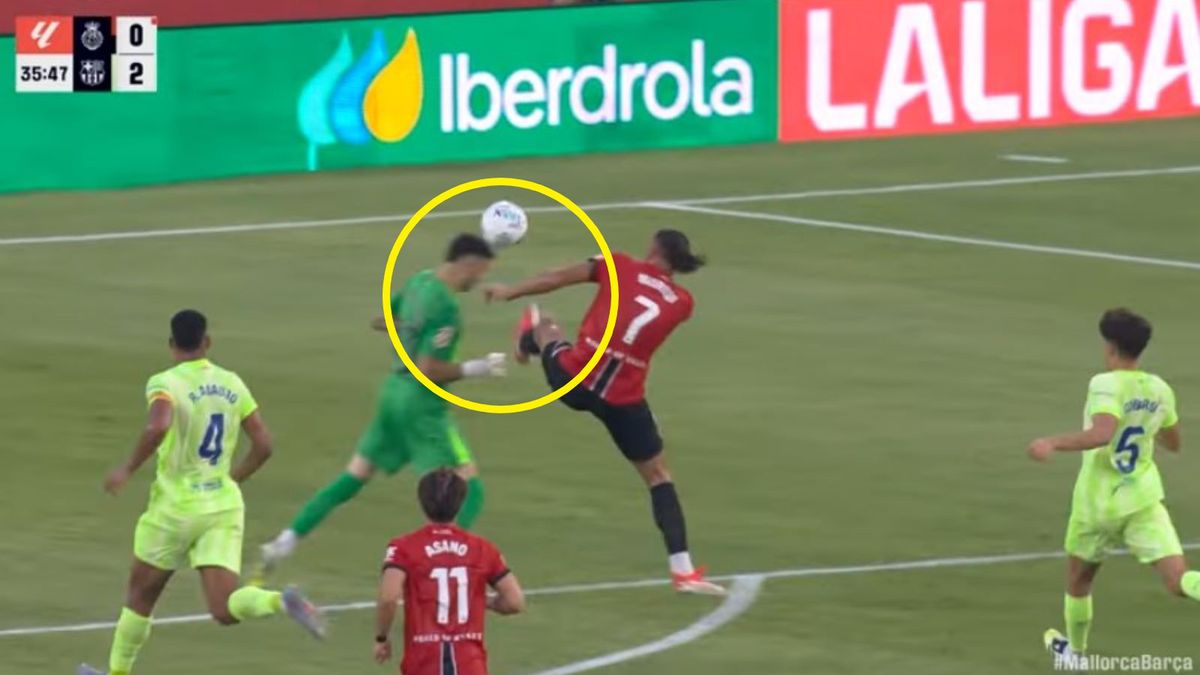 YouTube / Eleven Sports PL / Na zdjęciu: brutalny faul w meczu La Liga Mallorca - Barcelona