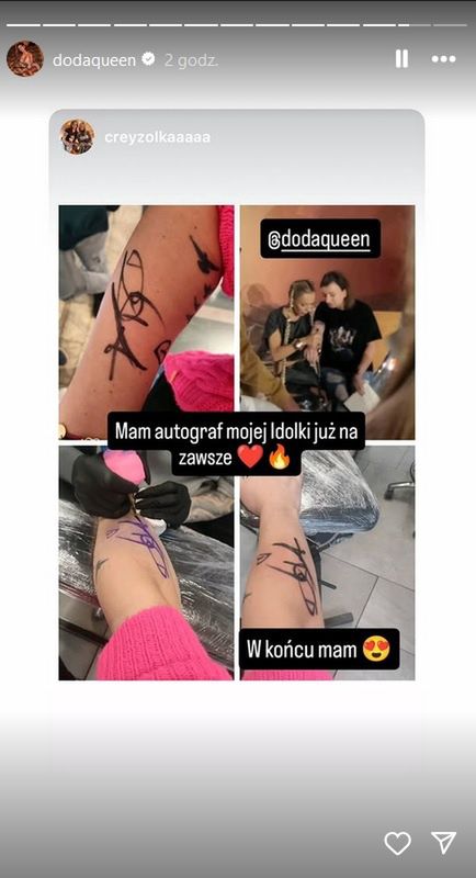 Fanka zrobiła sobie tatuaż z autografem Dody 