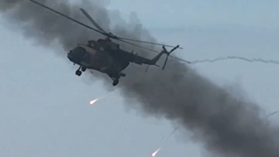 Atak Mi-17 na pozycje Rosjan
