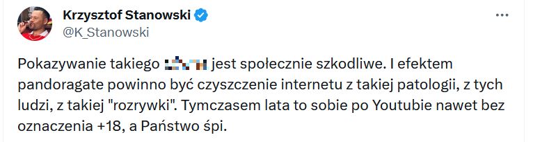 Wpis Stanowskiego na temat kontrowersji w programie Clout